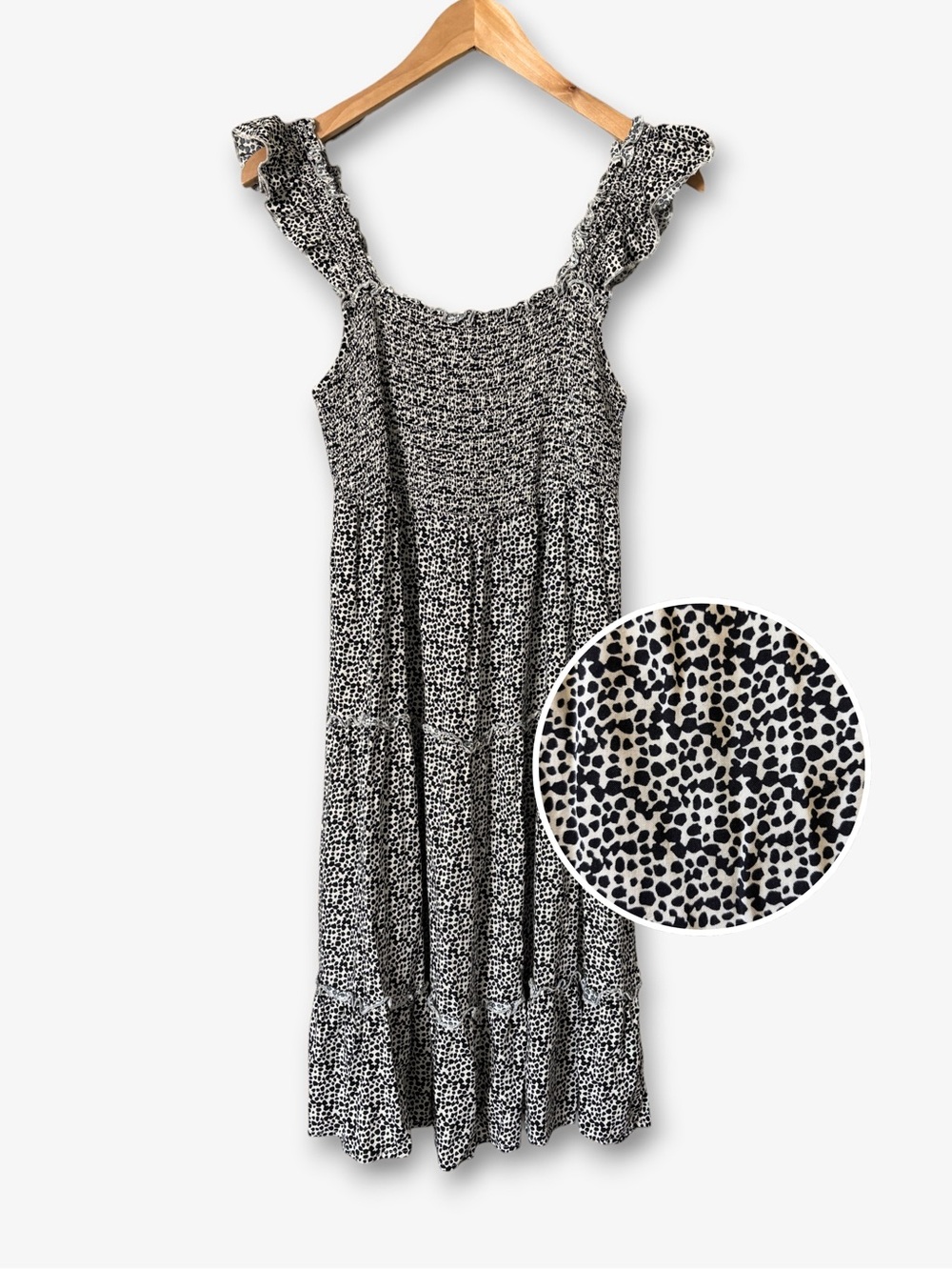 Indigo Rose Boho Prairie Smocked Animal Print Tiered Sundress Size Large